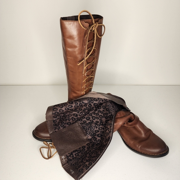 Born Shoes - Born Estelle Brown Leather Boots Size 8.5